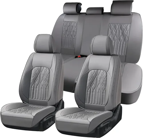 Vista 12 de Huidasource Juego completo de fundas de asiento de automóvil, funda de asiento de cuero transpirable para la mayoría de automóviles, SUV