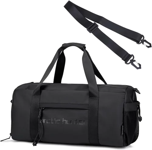 Vista 8 de ARCTIC HUNTER AH Bolsa de gimnasio pequeña para hombres y mujeres con compartimento para zapatos, ideal para deportes, viajes y viajes nocturnos