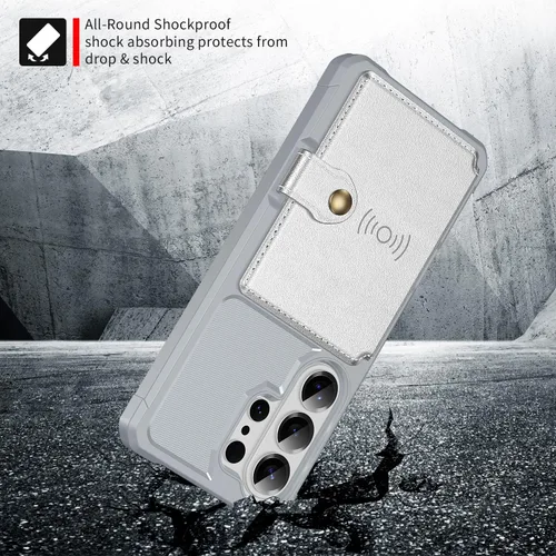 Vista 138 de Funda para Samsung Galaxy S21 Ultra con tarjetero, compatible con soporte magnético para automóvil, resistente a los golpes, resistente, suave, TPU