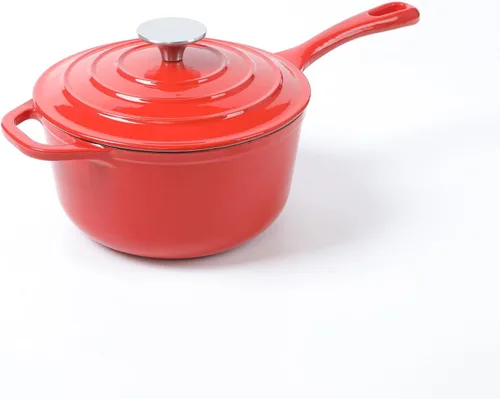 Vista 7 de HAWOK Mini cacerola de hierro fundido de 2.65 cuartos de galón, 8 pulgadas con tapa, pre-sazonada
