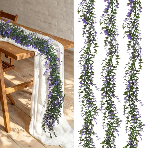 Vista 37 de RECUTMS Guirnalda artificial de otoño, plantas de vegetación sintética 1 pieza seda marrón