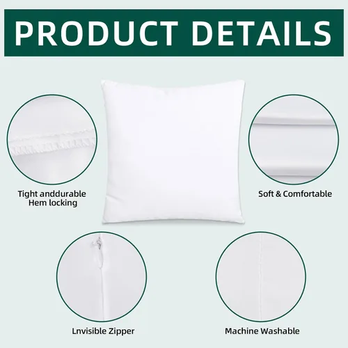 Vista 3 de OKBA 10 fundas de almohada de sublimación en blanco de 16 x 16 pulgadas, fundas de cojín blancas de satén brillante, fundas de almohada