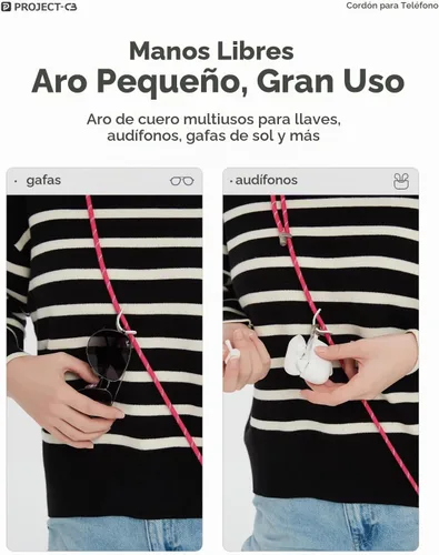 Vista 5 de 1 cordón para teléfono, 2 lengüetas para teléfono, cordones para teléfono celular alrededor del cuello, cordón de cuerda, correa universal ajustable