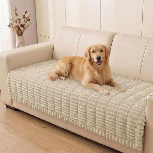 Vista 33 de Smiry - Funda para sofá para perros lavable, fundas para sofá de mascotas no deslizantes y peludas para sofá de 3 cojines, aptas para mascotas