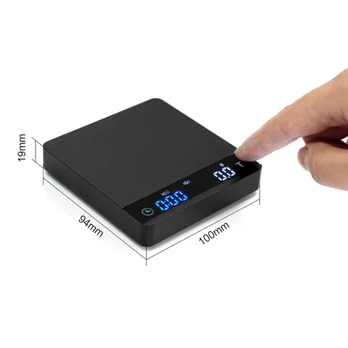 Vista 8 de Báscula de café de metal con temporizador, báscula de espresso con cronometraje automático, 3 modos para máquina de espresso y vertido, báscula