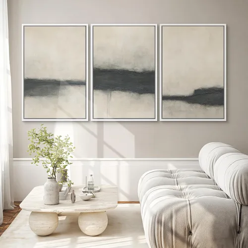 Vista 122 de SIGNWIN Lienzo enmarcado para pared, juego de arte pastel con cadena montañosa, bosque, niebla, naturaleza silvestre, ilustraciones modernas, arte