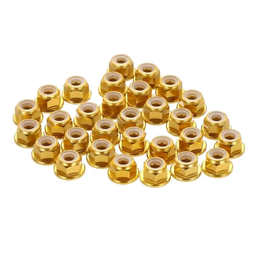 Vista 27 de MECCANIXITY 30 piezas de tuercas de bloqueo de aleación de aluminio M3 con paso de 0.5 mm, tuercas hexagonales con brida de nylon con rosca serrada
