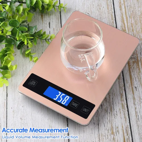 Vista 8 de Báscula digital de cocina, báscula de cocina recargable de acero inoxidable de 11.0 lbs/11 libras, de alta precisión, sensor táctil, pantalla LCD