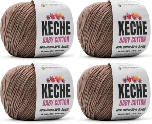 Vista 68 de Keche Hilo de Algodón, 60% Algodón 40% Hilo Acrílico, Hilo de Algodón Suave para Crochet y Tejer, Hilo Amigurumi 1 Madeja/Bola 1.76 Oz (50g) / 180