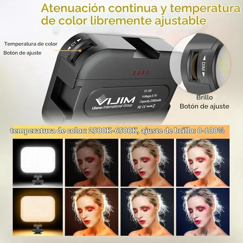 Vista 2 de VIJIM VL100C Luz de Video LED Bicolor para Cámara, Mini Luces LED de Cámara Recargables de 2000mAh, CRI95+ Regulable 2500-6500K Iluminación Ultra