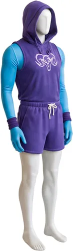 Vista 2 de Disfraz de esqueleto de rey para cosplay, conjunto de pantalones Conjunto completo de ropa deportiva con capucha de Skeleton King, color morado