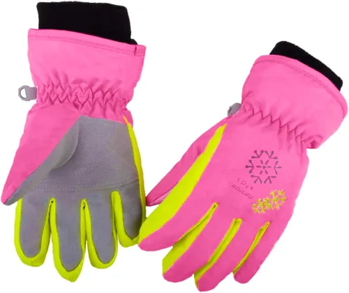 Vista 16 de Kids Ski Snow Gloves, Waterproof Winter Mittens for Boys Girls #01 azul
