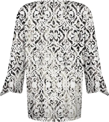 Vista 2 de Lindas camisetas de otoño para mujer, blusas sueltas casuales con cuello en V estampadas, blusas de manga 34