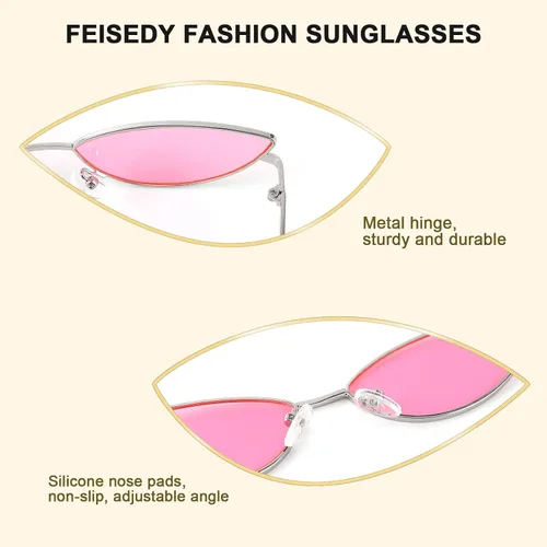 Vista 5 de FEISEDY Gafas de sol de diseñador de moda Retro pequeños pétalos forma arco templo diseño B2298