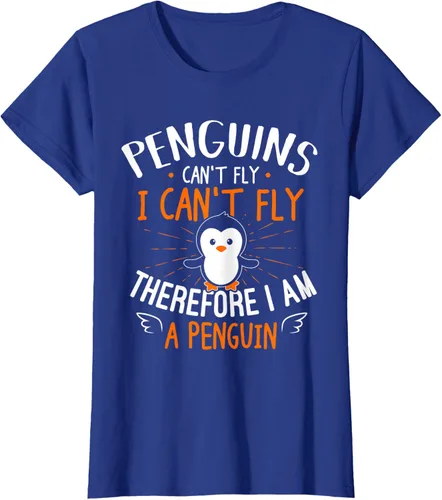 Vista 61 de Penguins Can't Fly Shirt - Camiseta de regalo para amantes de los pingüinos, Azul Azul Marino