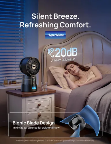 Vista 4 de DREO TurboCool Ventilador de nebulización 516, oscilación omnidireccional de 150°+30°, ventiladores de refrigeración que soplan aire frío caída de 5