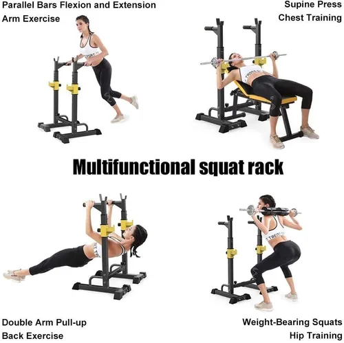 Vista 2 de Soporte para sentadillas, estación de inmersión para barra paralela, ajustable, equipo de fitness para gimnasio en interiores y exteriores