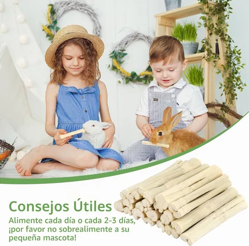 Vista 5 de Palitos de bambú dulces de 10.58 oz para conejos, juguetes para masticar