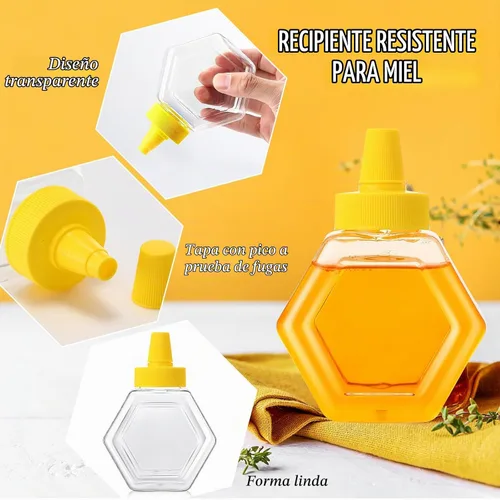 Vista 3 de Ziliny - 32 botellas de miel para apretar de 7 onzas, tapa abatible de Tarros de miel recargables a granel para almacenamiento de condimentos