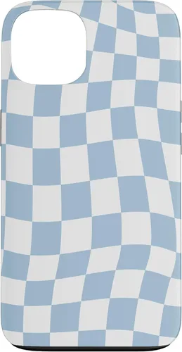 Vista 7 de Funda estética pastel azul claro remolino a cuadros para iPhone 16