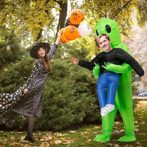 Vista 5 de Disfraz inflable de alienígena para Halloween disfraz de extraterrestre inflable para Halloween Pascua o Navidad