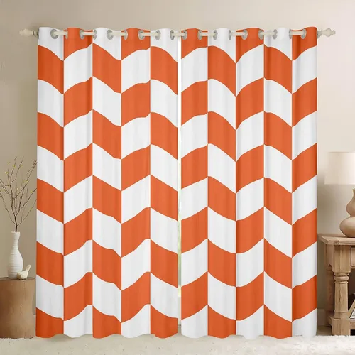 Vista 20 de Feelyou Beige Brown and White Curtains for Bedroom Living Room Modern Geometric Blackout Shades Abstract Checkered Room Darkening Curtain Rhombus