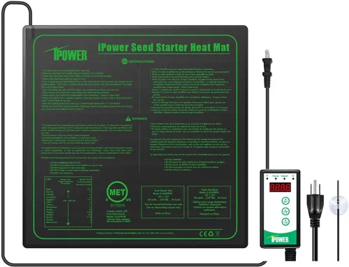 Vista 15 de iPower tapete térmico para plantón, tapete térmico hidropónico caliente con diseño impermeable duradero, estera de calor solamente, Negro