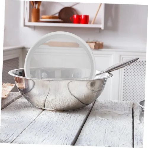 Vista 2 de 1 colador redondo de acero inoxidable de malla fina para hornear uso en cocina y cocinar tamiz de harina color blanco herramienta de cocina