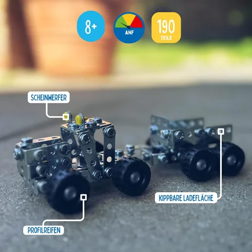 Vista 2 de Eitech Tractor con remolque, juguete educativo STEM - Introducción a la ingeniería y aprendizaje STEAM, construcción y juego de construcción
