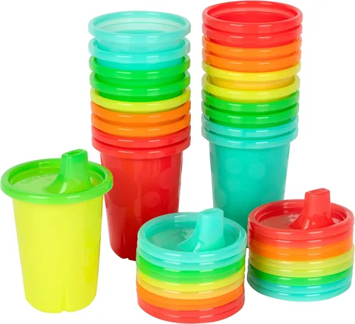 Vista 10 de The First Years Take & Toss - Vasos para sorber a prueba de derrames, paquete de fiesta arcoíris, vasos reutilizables para niños pequeños, tazas