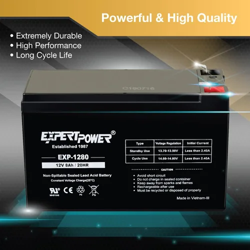 Vista 4 de Baterías de ácido de plomo selladas 12 V 8 Ah ExpertPower