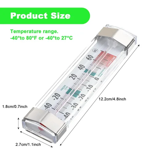 Vista 2 de Paquete de 9 termómetros para refrigerador, congelador, impermeable, analógico, esfera grande, preciso, fácil de leer, amplio rango de -40°F a 80°F