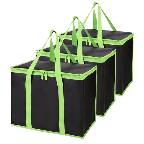 Vista 29 de Bodaon Bolsa de entrega de pizza aislada, 20" x 20" x 8" bolsas calentadoras de pizza para mantener caliente, bolsa aislada para entrega de Negro