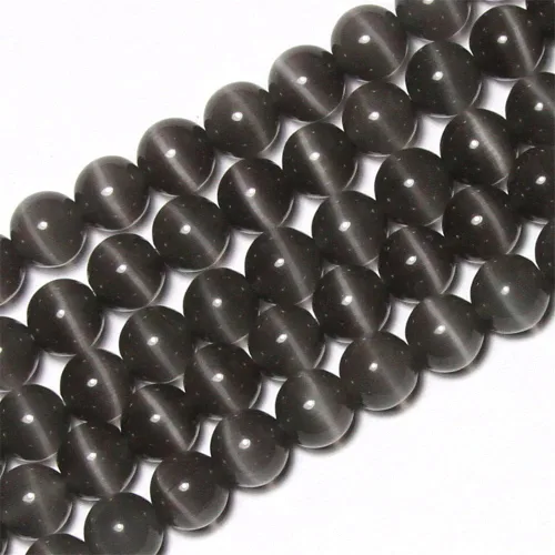 Vista 7 de Cuentas de Ojo de Gato Negro, Redondas de 6 mm, Piedras Preciosas Semipreciosas Sueltas para Fabricación de Joyas (63-66 piezas/cadena)