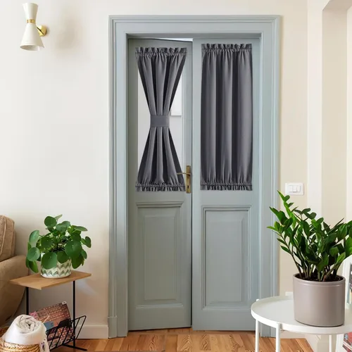 Vista 31 de NICETOWN Cortinas de Lino para Puerta Lateral - Cortinas Opacas con Aislamiento Térmico para Puerta Delantera Francesa para Sombra Pequeña