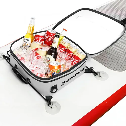 Vista 11 de MORXPLOR Bolsa térmica impermeable de PVC para paddleboard, 12 latas, enfriador aislado suave para paddleboard, camping, kayak