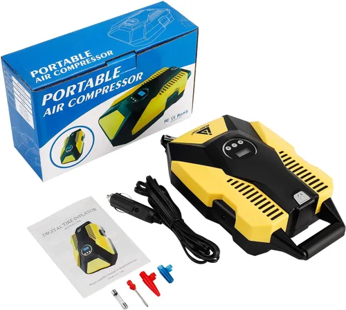 Vista 7 de Inflador digital de neumáticos de 12 V CC Bomba de compresor de aire portátil para neumáticos de automóvil, apagado automático de 150 PSI
