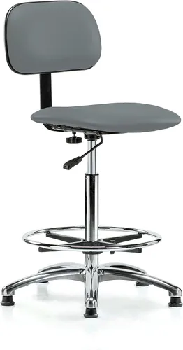 Vista 96 de Perch - Silla de laboratorio cromada con respaldo ajustable, altura del escritorio de 17 a 22 pulgadas, tela negra