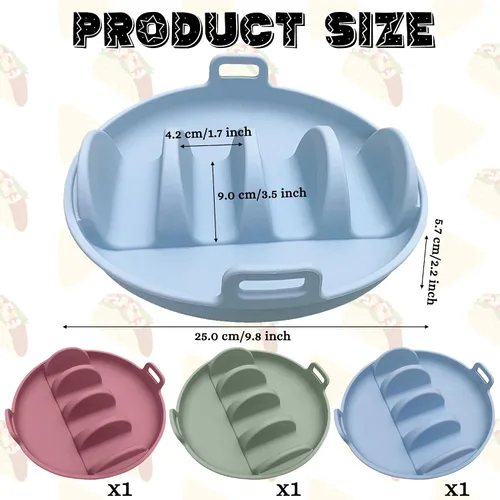 Vista 2 de Platos de silicona para tacos, juego de 3 bandejas reutilizables para servir tacos con 4 divisores, apto para lavavajillas y microondas, soporte