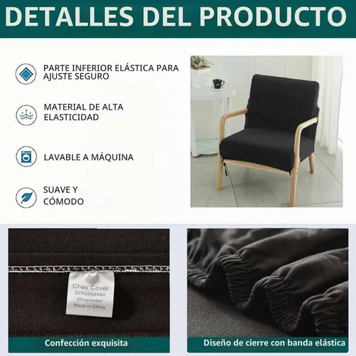 Vista 4 de Funda elástica para silla moderna de mediados de siglo, funda para silla de acento sólido, sillón individual de tela para sala de estar, dormitorio