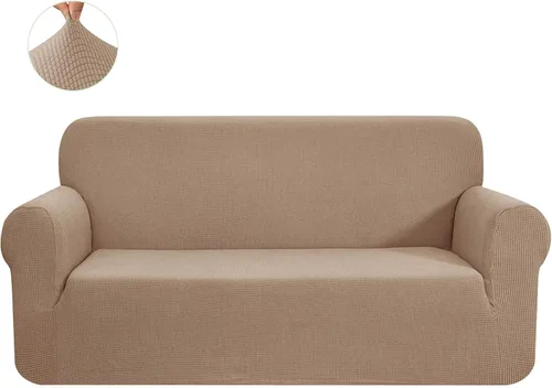 Vista 72 de CHUN YI - Funda elástica de 1 pieza para sillón grande, funda protectora suave de Jacquard con elastano, detalle de cuadros y parte inferior