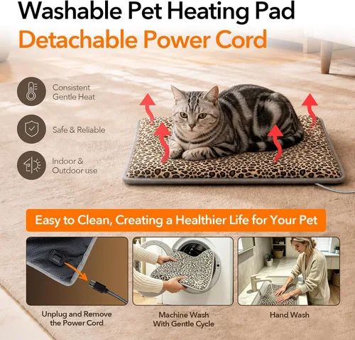 Vista 2 de 5V USB Pet Heating Pad, Adapter, Dual-Sensor Safety, Plush, Black