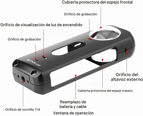 Vista 3 de PULUZ - Funda protectora de metal + protectores de lente para Insta360 X3