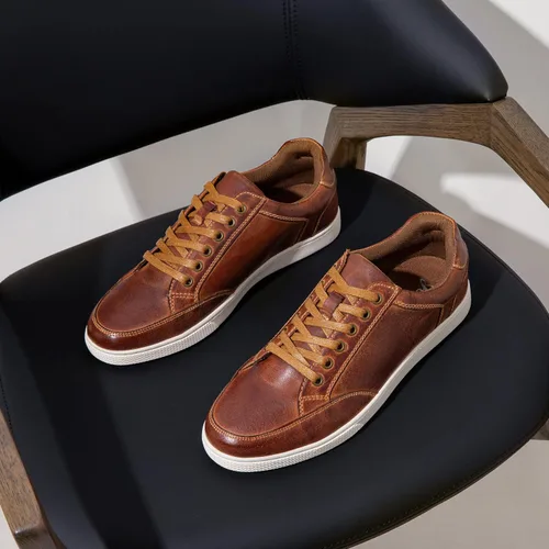 Vista 3 de Jousen Men's Sneakers Leather Casual Shoes for Men Breathable Business Casual Sneaker Retro Fashion Sneaker
