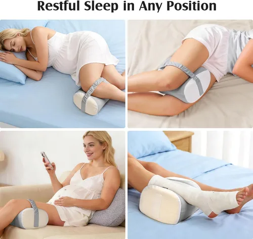 Vista 15 de YFONG Almohada de rodilla para dormir de lado, almohada de espuma viscoelástica, color gris