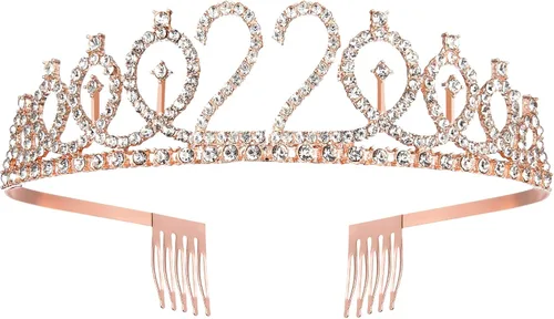 Vista 3 de BRT Bearingshui Juego de banda y tiara de cumpleaños número 22 para niñas, corona de oro rosa y fabulosos suministros de recuerdo de fiesta