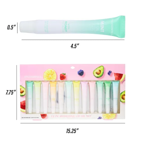 Vista 7 de EXPRESSIONS Juego de 12 aceites labiales – Paquete de valor de aceites labiales saborizados, aceites labiales hidratantes con aplicación de tubo