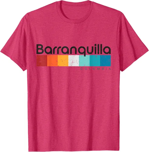 Vista 33 de Barranquilla Colombia - Camiseta de diseño vintage de estilo retro, Blanco, S