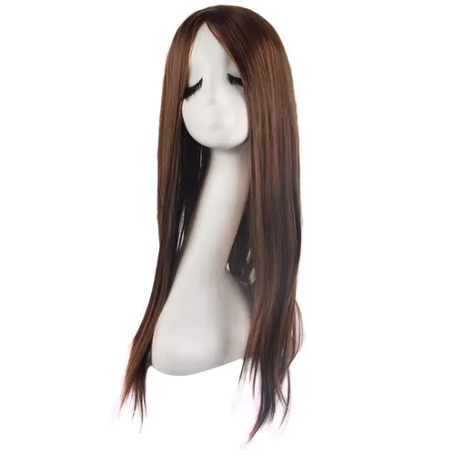 Vista 28 de MapofBeauty - Peluca sintética larga especial para mujer, de 28 pulgadas (70 cm), cabello lacio, color negro