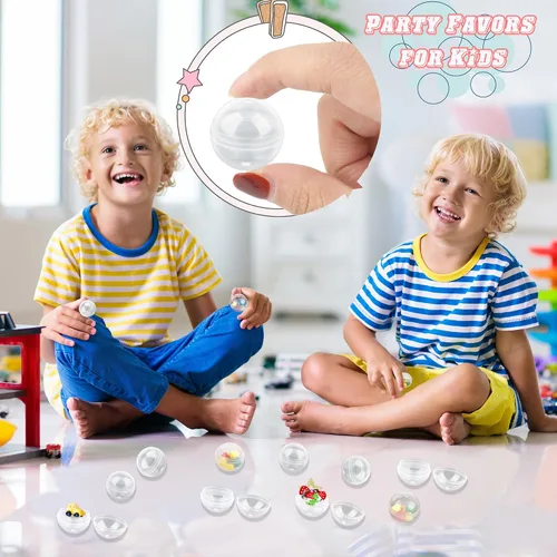 Vista 5 de 240 cápsulas de máquina expendedora de chicles de 1.1 pulgadas, cápsulas redondas transparentes, recipientes de plástico vacíos, cápsulas de juguete